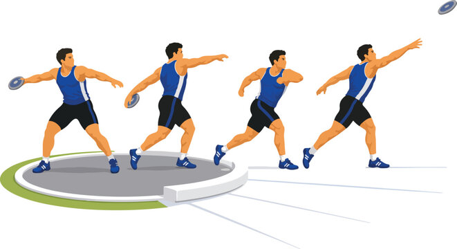 Discus thrower sequence athletic sport illustration Keywords: discus throw, athletic, sport