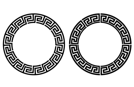 Greek key pattern circular frames black and white vector design