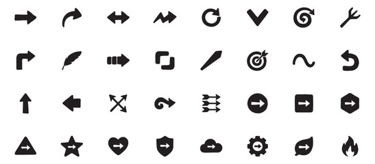 Fototapeta premium Black icons set, web design elements, navigation symbols, UI graphics