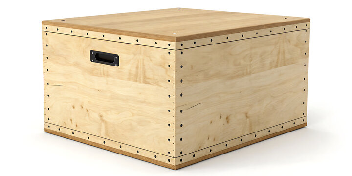 Wooden plyometric box for gym training isolated on transparent background 3d render image