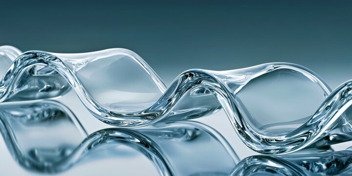 Transparent Glass Fluid Wave Abstract Background for Luxury Branding and Banner Design.

