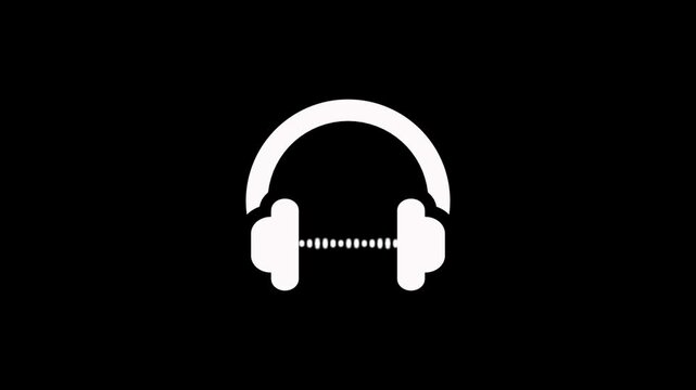 Create a premium 4K headphone with audio spectrum animation featuring a sleek pair of modern over-ear headphones centered on a dark futuristic background.