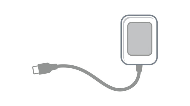 External Hard Drive with USB-C Cable Vector Illustration