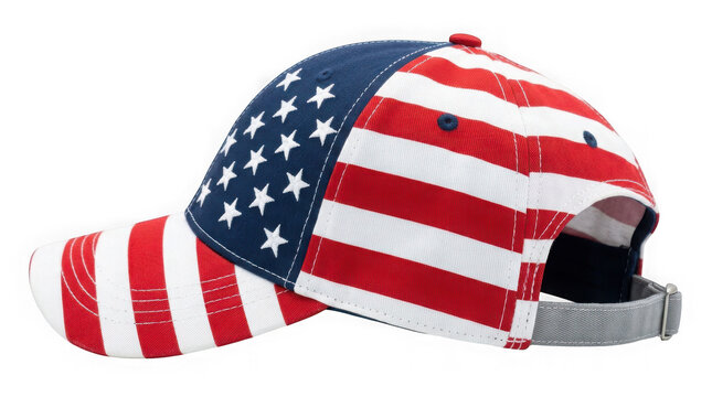 American flag baseball cap isolated on transparent background