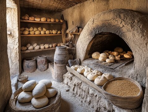 Hammurabi Babylon Traditional Bakery With Clay Ovens Historic Bread Making Architecture Interior