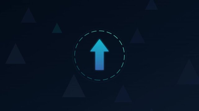 corporate growth arrow icon on sleek blue background