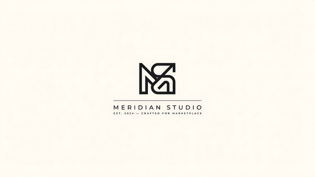 Meridian studio with monogram letters m and s isolated on a transparent background