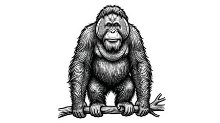 A large gorilla sitting on branch. © asni