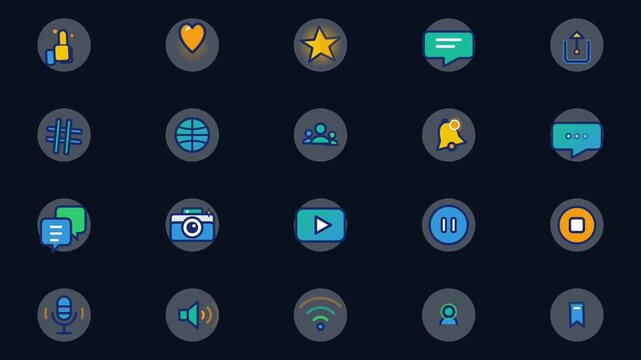 Set of colorful social media interface icon set