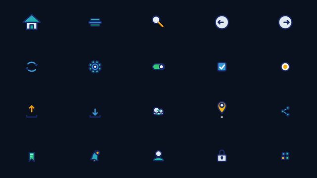 Set of colorful flat user interface web icons