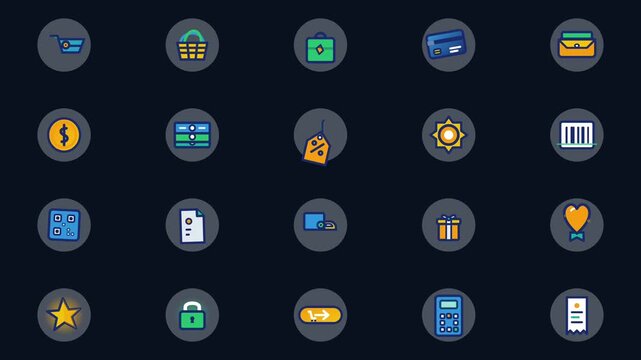 Set of e-commerce and business flat icons
