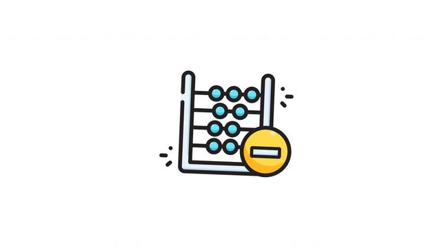Great for educational designs, teaching materials, and mathrelated content, showcasing a wooden abacus frame with blue beads and subtraction symbol.