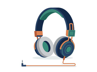 Naklejka premium Colorful headphones with orange cord.