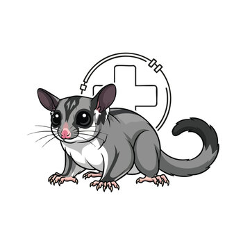 Cartoon possum with medical symbol