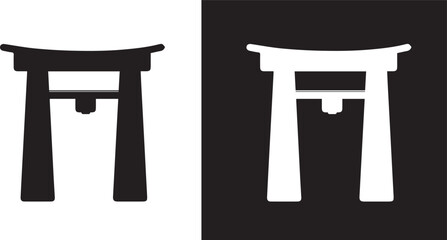Black japanese torii gate icon vector  © malaika