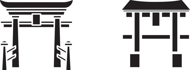 Black japanese torii gate icon vector  © malaika