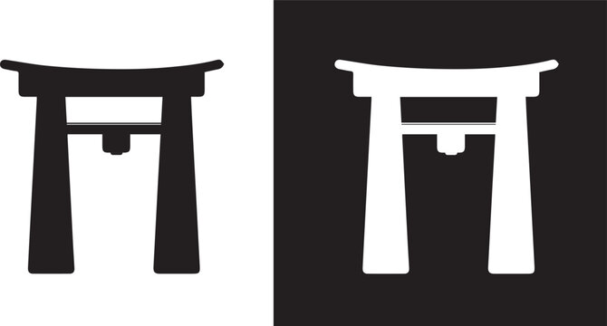 Black japanese torii gate icon vector 