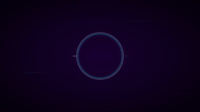 cyberpunk violet and cyan circular audio spectrum display