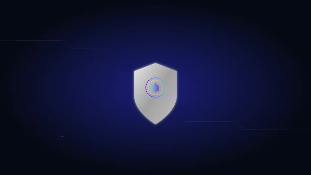 cyber security shield locking digital vault motion graphic
