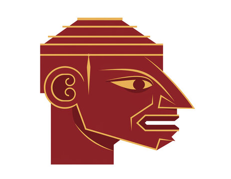 Minimalist Vector Illustration of an Ancient Indonesian Wayang Kulit Puppet Head Profile