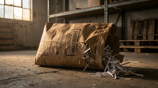 Confidential document shredding and paper waste disposal in warehouse
