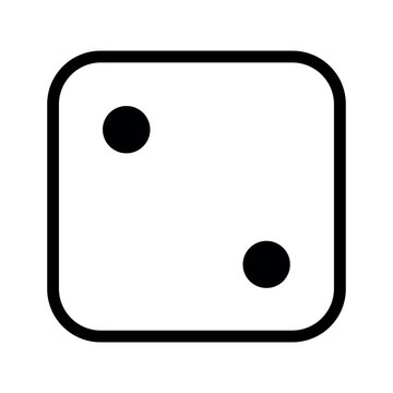 Minimalist digital icon showing dice face with two black dots on white square