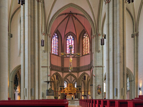 Osnabruck, Germany. Interior of St. Mary's Church. The church was founded in the 10th century. Construction of the present church building was started in the 13th century.