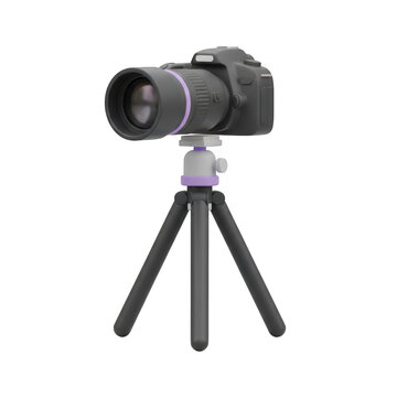 3D render digital camera tripod icon graphic as PNG cutout