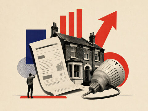 Cost of living crisis collage showing rising bills, inflation and consumer financial pressure