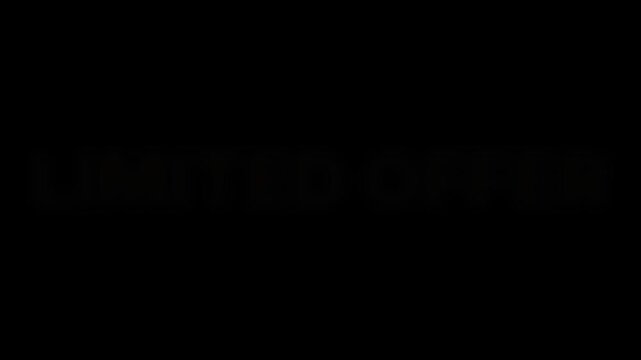Minimalist black background with blinking limited offer text in gold color motion.