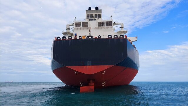 Oil tanker ship stern close-up