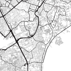 Obraz premium Taguig in the Philippines map illustration displays city streets and roads near the coastline