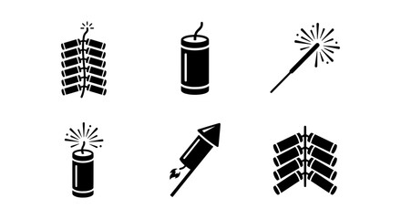 Firework Icons Set: Celebration, Party, Festive Pyrotechnics, Explosive Fun © MR