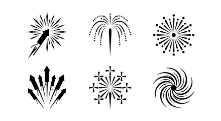 Vector Firework Icons, Celebration Explosions, Festive Pyrotechnics, Party Sparklers, Holiday Graphics © MR