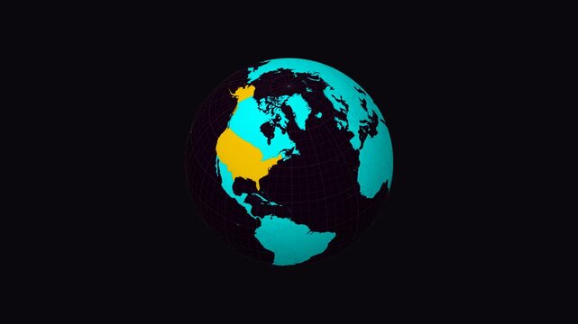 Nevada on Globe. Animated zoom into the state. Nevada, United States intro, logo, presentation animation. Boundary shape on globe with round text. Short video.