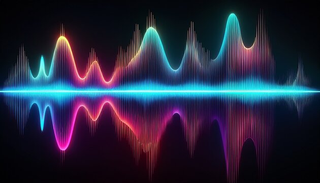 Ondas De Sonido Efecto Neon En Movimiento Fondo Negro