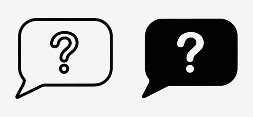 Question mark speech bubble icon in outline and solid styles with question communication dialogue interface information customer isolated © PRONOB