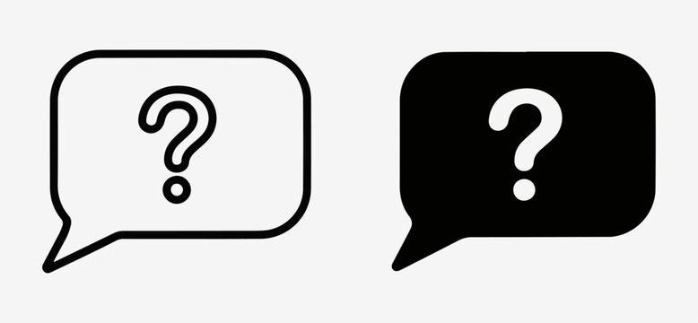 Question mark speech bubble icon in outline and solid styles with question communication dialogue interface information customer isolated