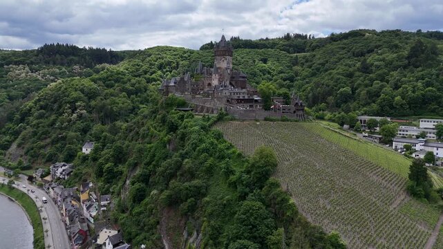 Aerial View of Reichsburg Cochem Castle Germany