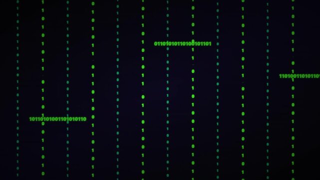 Digital Binary Code Rain Motion Graphic Background