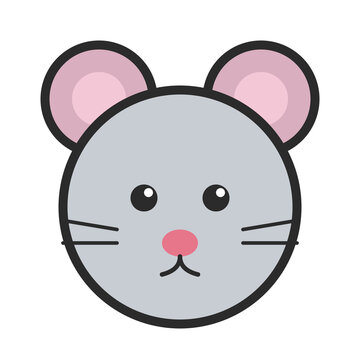 Cute cartoon mouse face icon illustration. Adorable vector animal mascot character design for apps and branding.