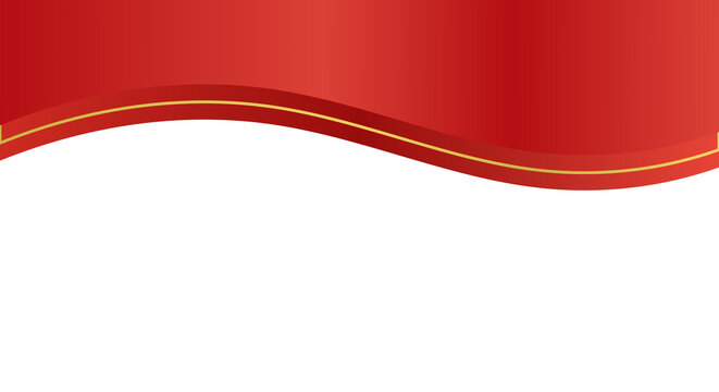 Luxury red wave banner border with gold outline metallic gradient elegant header background for branding, presentation, invitation and graphic design