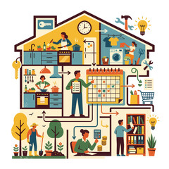 Naklejka premium Family home with organized daily routines.