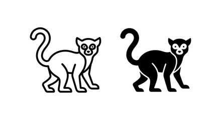 Lemur Icon Set, Primate Silhouette, Cute Animal Vector Graphics © Shahriar