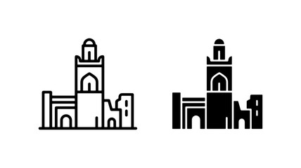 Fototapeta premium Mosque Icon Set, Islamic Architecture Landmark, Religious Building Vector