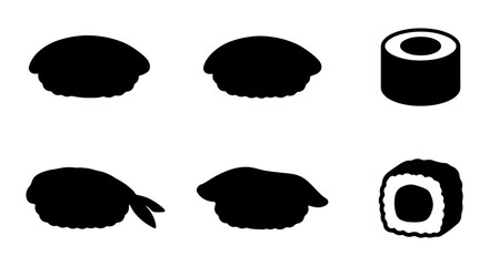 Sushi Icons, Japanese Food Vector Graphics, Asian Cuisine Symbols © Jasim