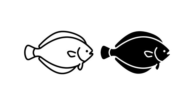 Flatfish Icons, Seafood Vector Art, Marine Life Graphics