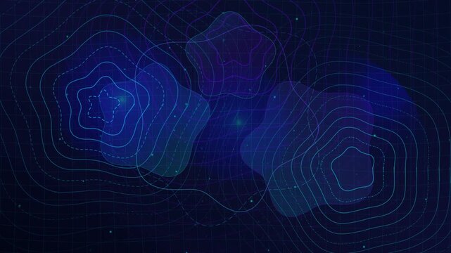 Abstract Blue Surface Signed Distance Fields Displayed in Digital Environment