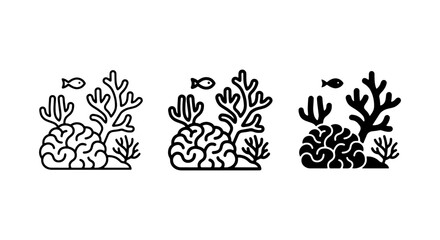Coral Reef Icons, Marine Life Vector Set, Underwater Ecosystem Graphics © Jahir