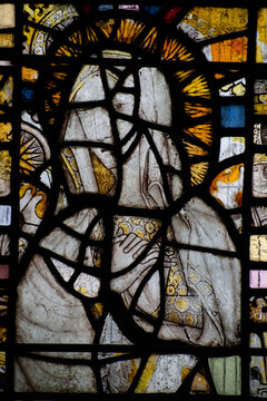 Stained glass window at St Nicholas's Church Abbotsbury Dorset